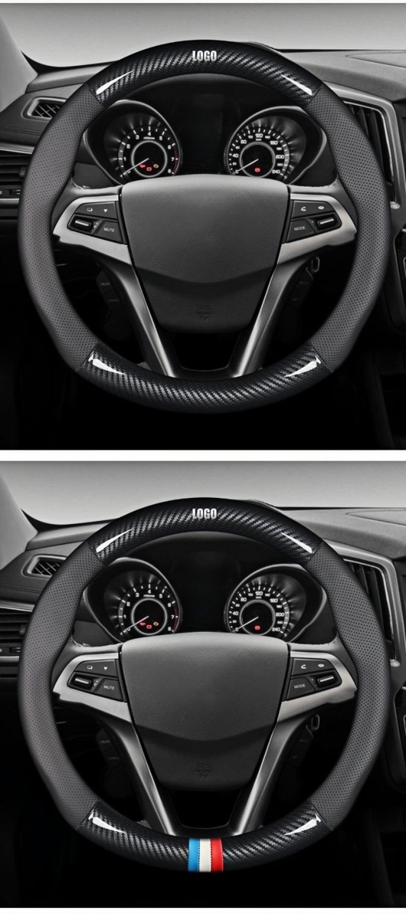Customized car steering wheel cover, cross-border carbon fiber Nappa leather, ultra-thin, all-season universal, spliced anti-slip leather grip cover
