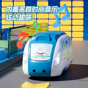 Cross-Border New Product Two-Way Electric Induction High-Speed Rail Cartoon Car Double Simulation Small Train Toy Car Children's Toys