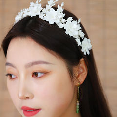 2023 New Simple Bridesmaid Headpiece Hand-woven Ceramic Flower Hair Band Wedding Photo Session Show Huahuo Hanfu Hair Accessory