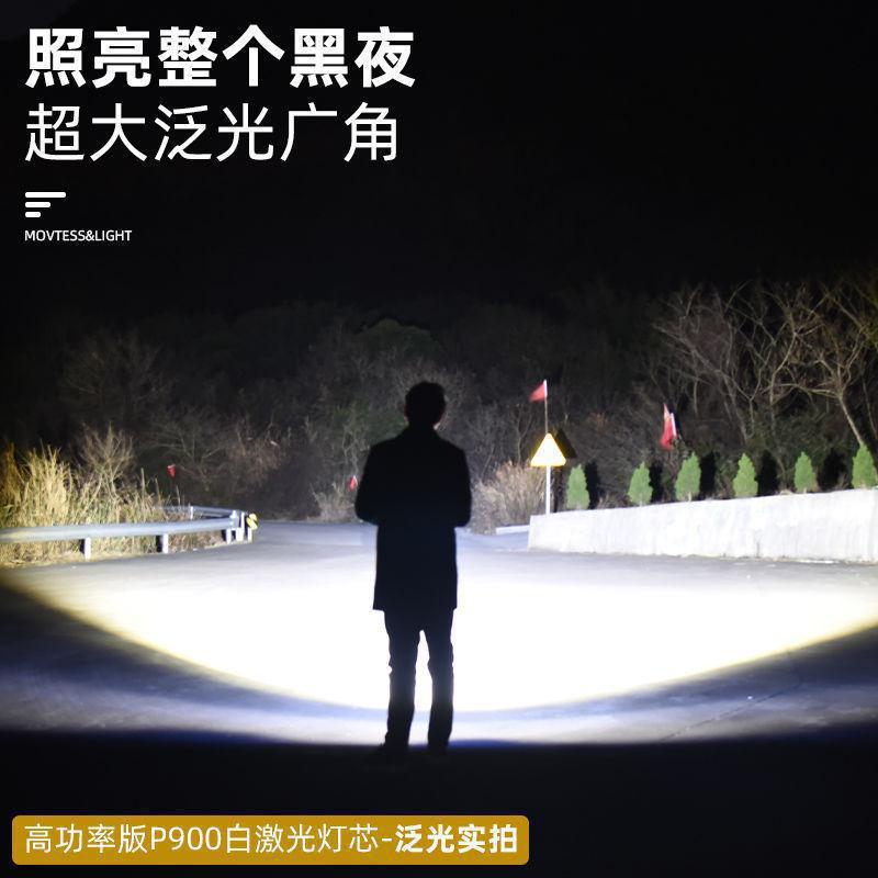 Cross-Border Laser Cannon Strong Light Flashlight with Digital Display, Hidden Charging, Waterproof, Telescopic Zoom Flashlight