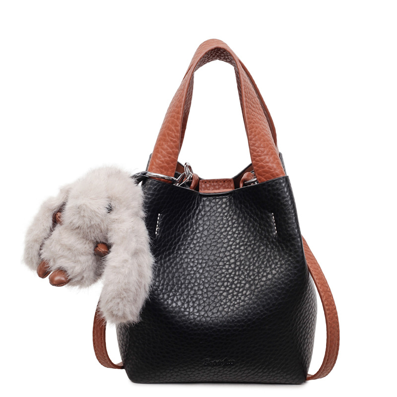 Bolso coreano con estampado de litchi para mujeres 2025 nuevo bolso de cubo de alta calidad de moda versátil bolso de hombro