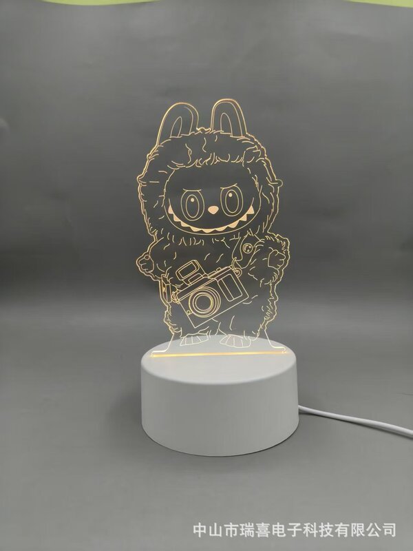 クロスボーダークリエイティブ Nezha Labubu 3D ナイトライトアクリル雰囲気ライト誕生日ギフトベッドサイド子供用テーブルランプ|undefined