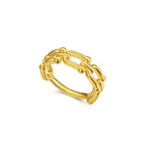 Sand gold retro ring women's niche design light luxury European and American cool style copper gold-plated finger ring gift