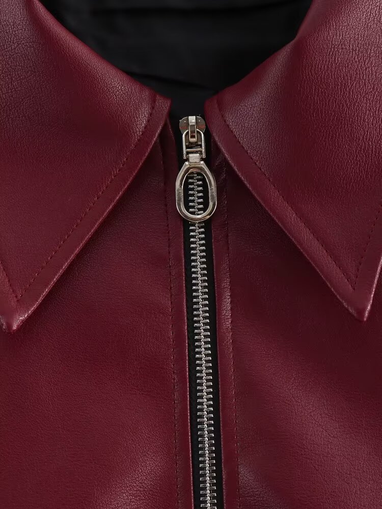 Roupas femininas temperamento moda personalidade internet celebridade estilo jaqueta de couro de duas cores_voghion.com