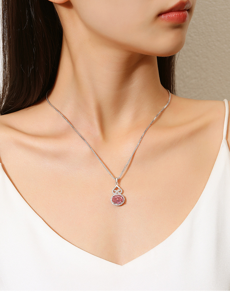 Geometric Pattern 1 Piece 925 Sterling Silver Geometric Zircon High Carbon Diamond 925 Sterling Silver Cable Chain Pendant Necklace