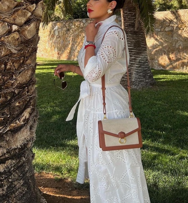 Elegant Style Wholesale Women's Elegant Flower Holiday Daily Turndown Nine Points Sleeve White Dress