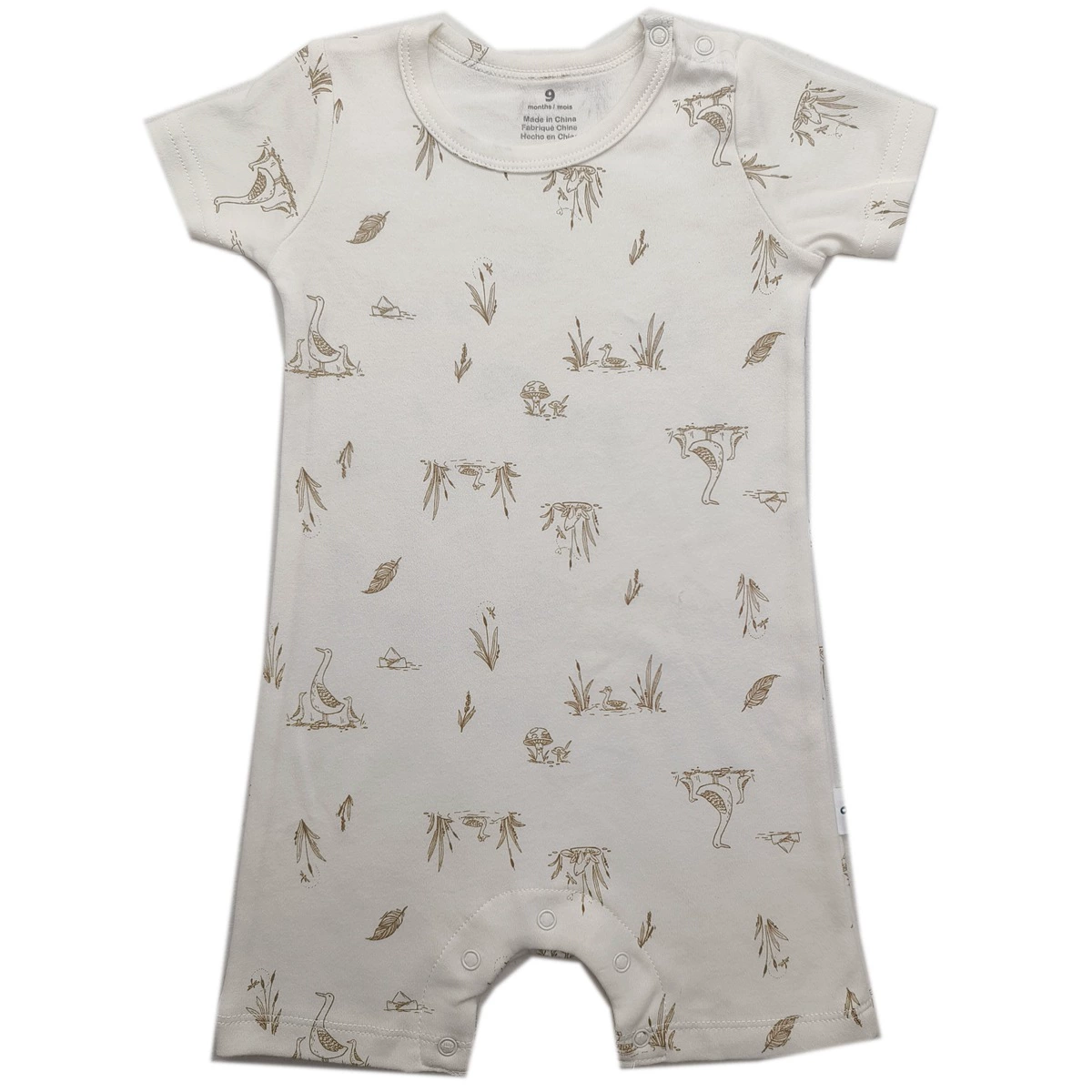 Foreign trade short crawl [double-sided cotton] baby animal floral floral shoulder open button one-piece short-sleeved crawl suit for men, women and infants