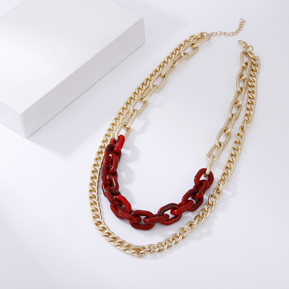 Exaggerated Matte Gold Retro Punk Double-layer Necklace display picture 4