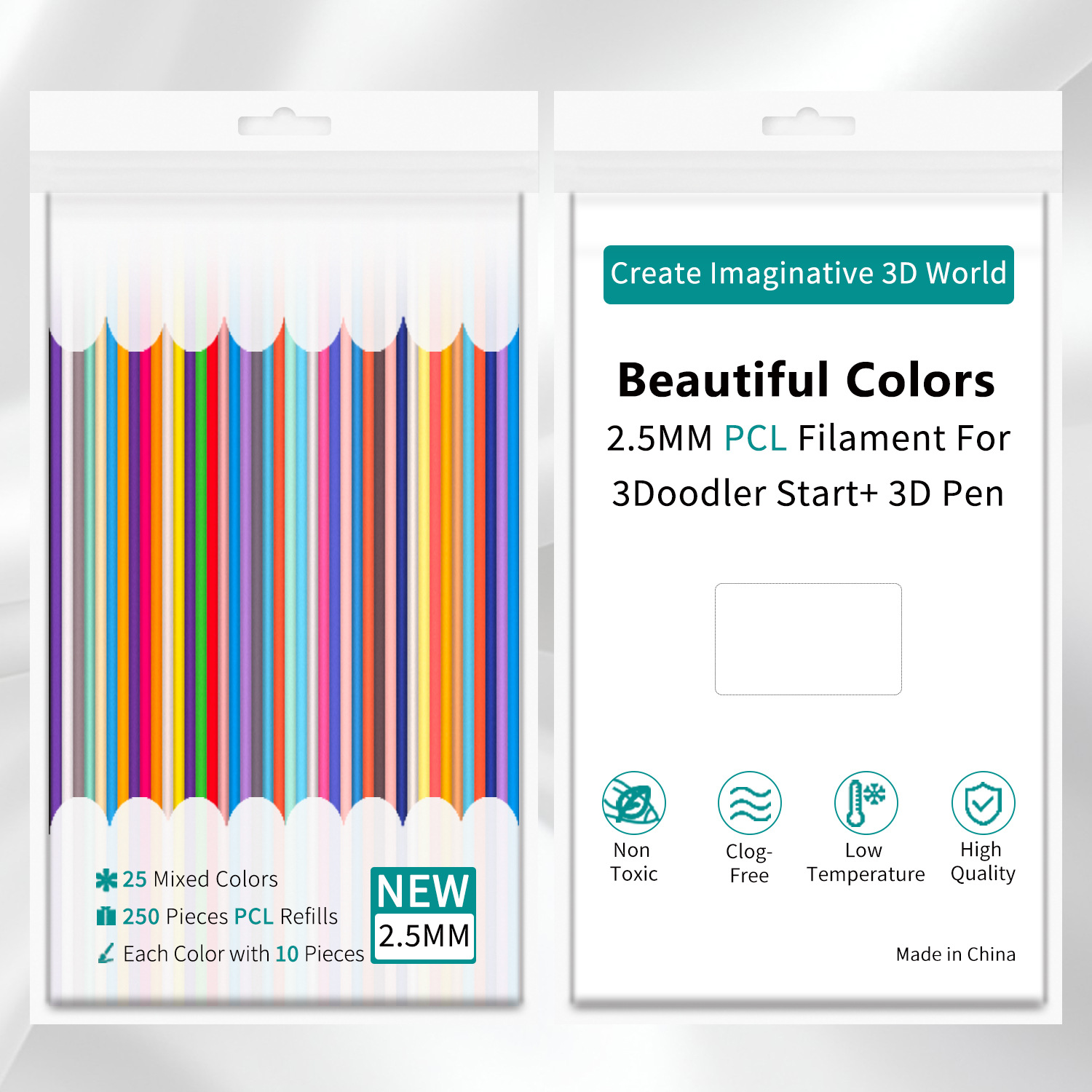 [250개] 3Doodler PCL 25색; 10개/색상; 15cm/루트