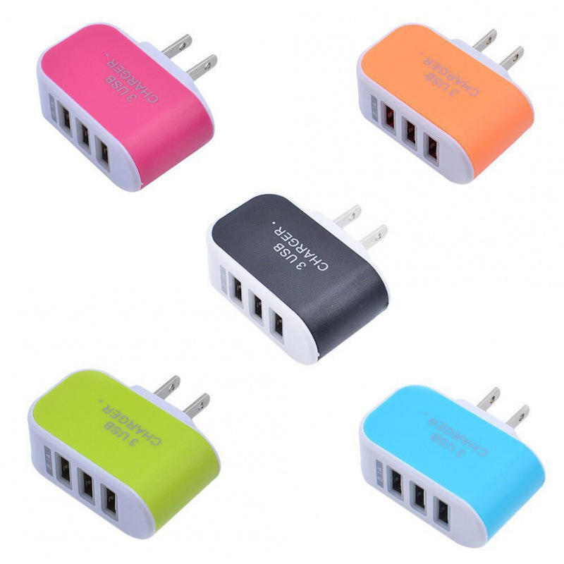 Candy 3Usb Multi-Port Charger 5V2A Smart Led Light-Emitting Three-Port USB Portable Charger Crazy Sale