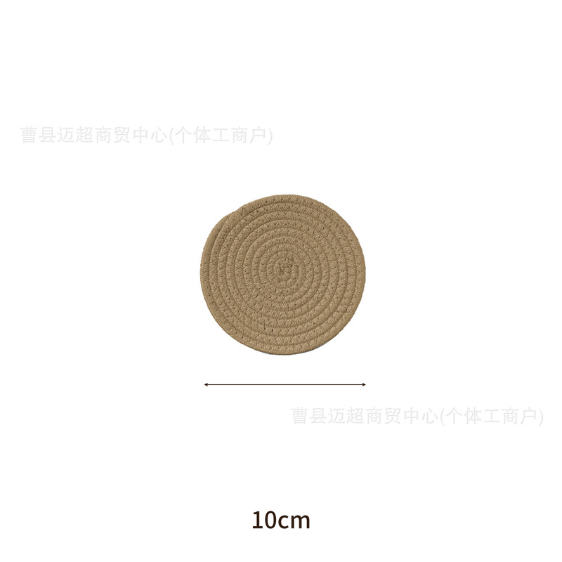 現物の綿織のコースターの円形の食卓の防熱マットのシンプルな日本式のシンプルな食事マットの断熱マットのレストランの砂の鍋のマット|undefined