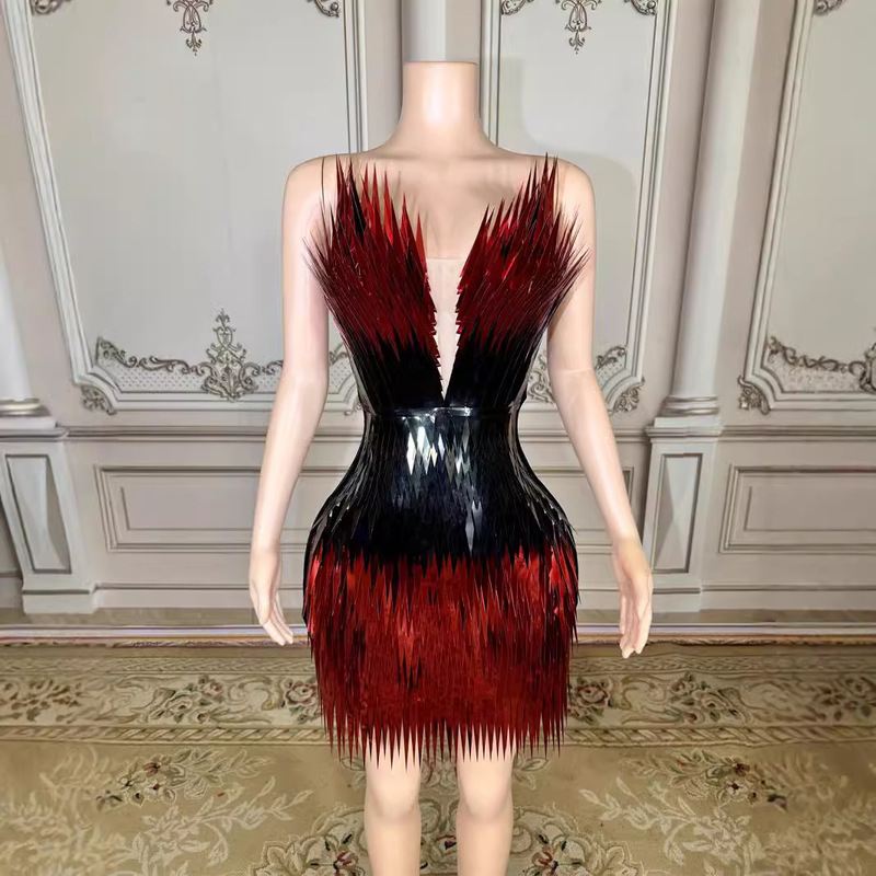 Sequin Tip Strip Deep V Jumpsuit Hip Skirt Omi Cross Border Stage Party Evening Dress Beauty Pageant Club Bar