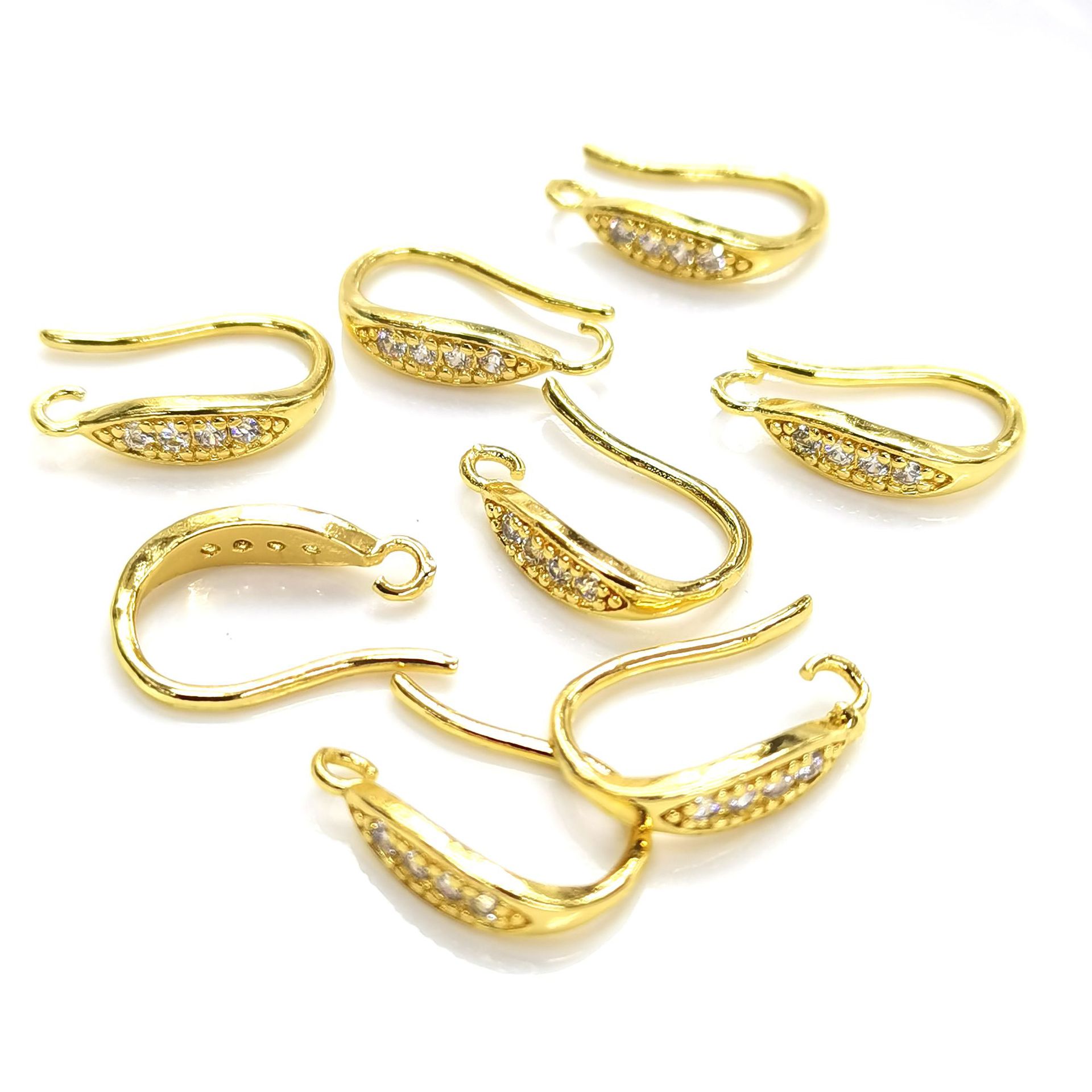 Copper Material U Shape Pattern 10 PCS/Package 15mm Copper Zircon 14K Gold Plated 18K Gold Plated U Shape Hook Earring Findings