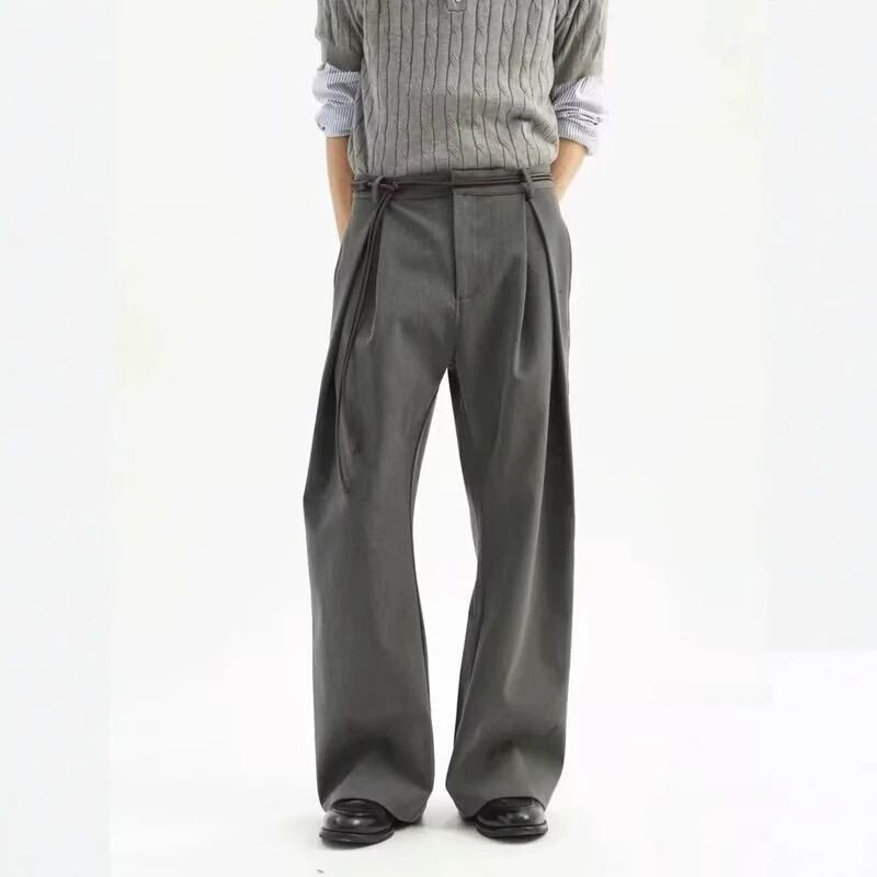 New Niche Deconstructed Design Scimitar-Style Trousers for Men, American Trendy Brand Wide-Leg Pants, High Street Loose Casual Silhouette Pants
