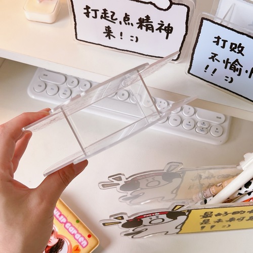 Acrylic pen holder transparent ins style office desktop high-looking student cute plastic makeup brush storage box