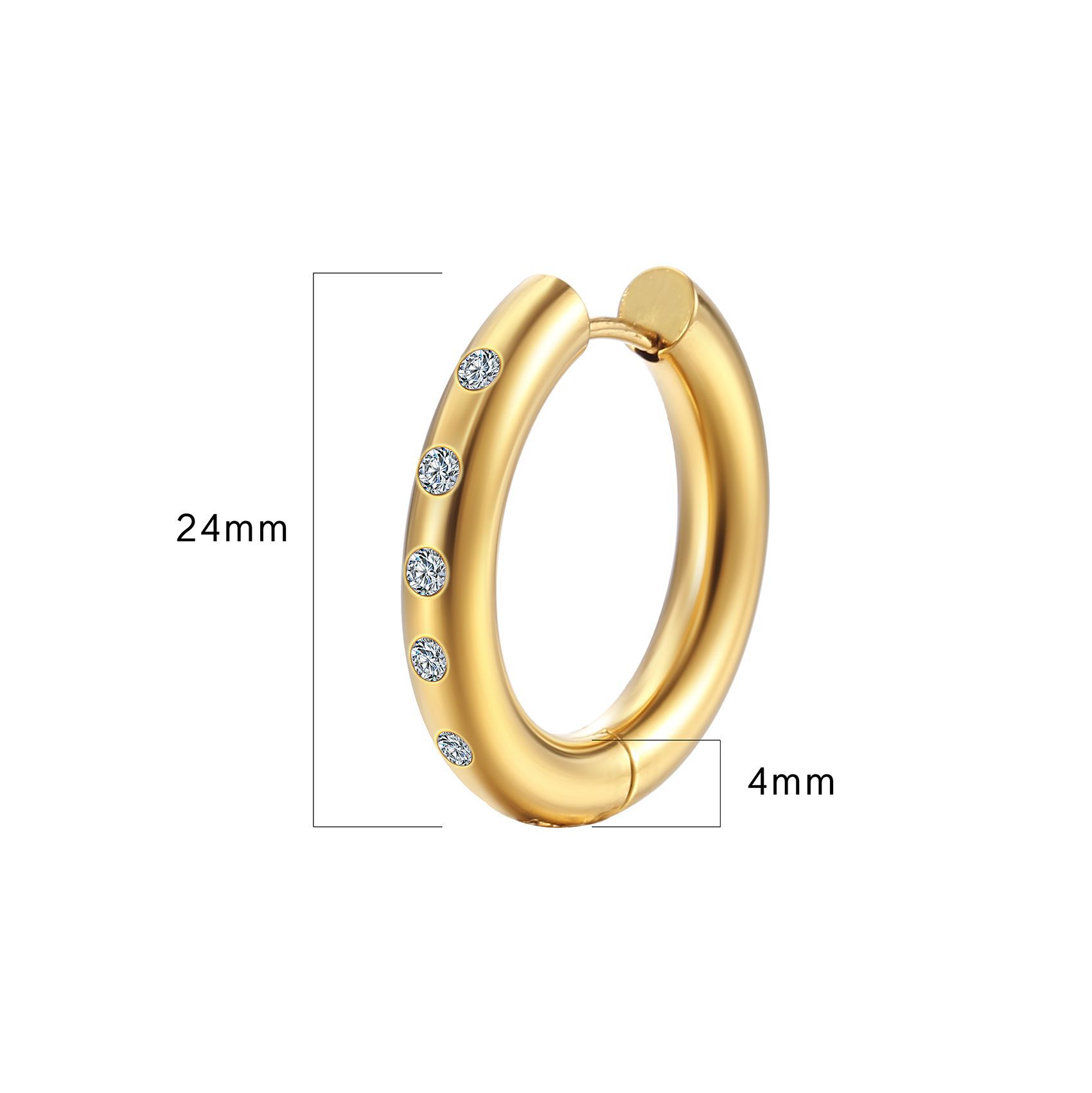201 Stainless Steel Ear Needle Material 18K Gold Plated Plating Material 1 Pair Fashion Round Plating Inlay 201 Stainless Steel Rhinestones 18K Gold Plated Earrings