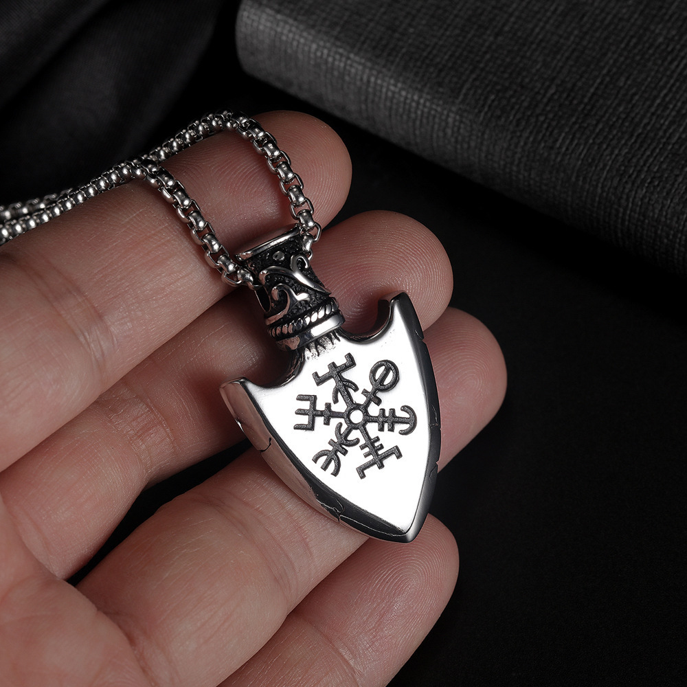 New personalized punk snowflake arrow self-defense necklace trendy men's stainless steel chain cross gift_voghion.com