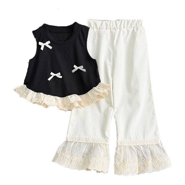 Summer children's cute tank top sleevless with bow girl's