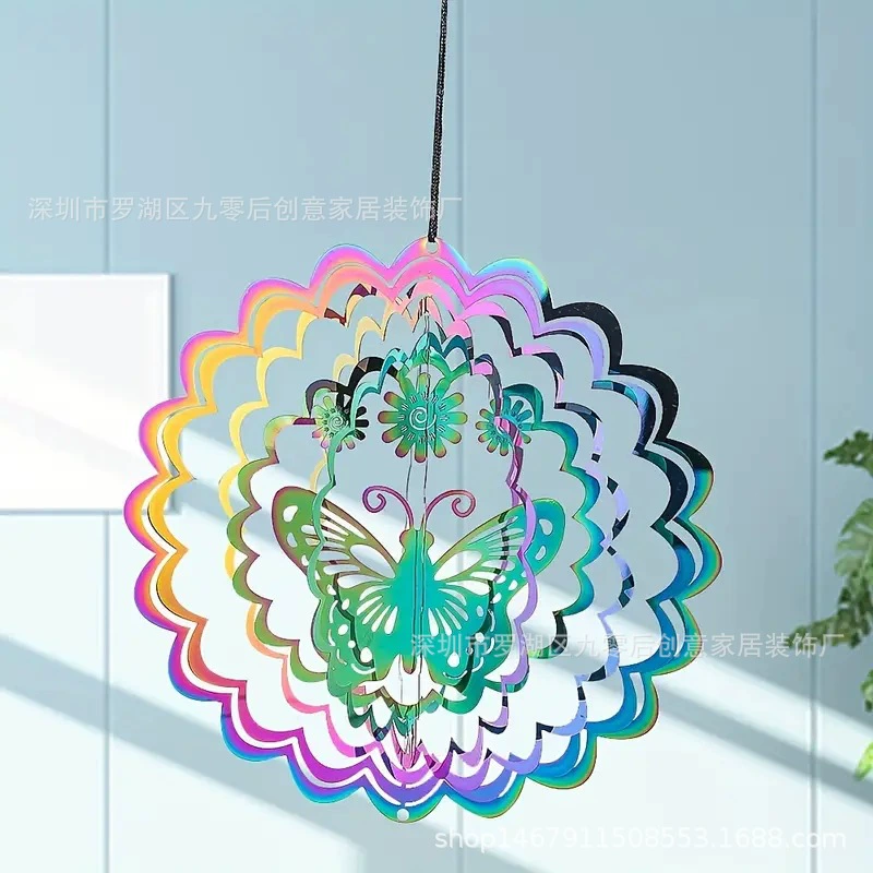 Металл из нержавеющей стали 3D трехмерный бесшумный колокольчик ветра для водонепроницаемого украшения сада поставка трансграничной электронной коммерции