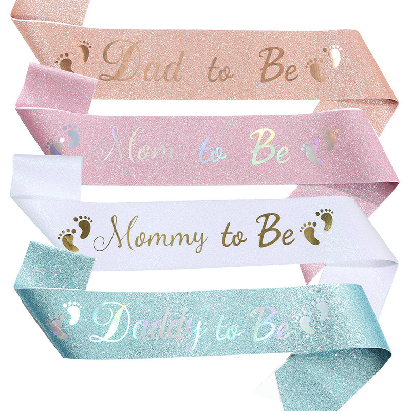 Cinturones de tela con brillantina estilo europeo y americano para futuras mamás y papás.