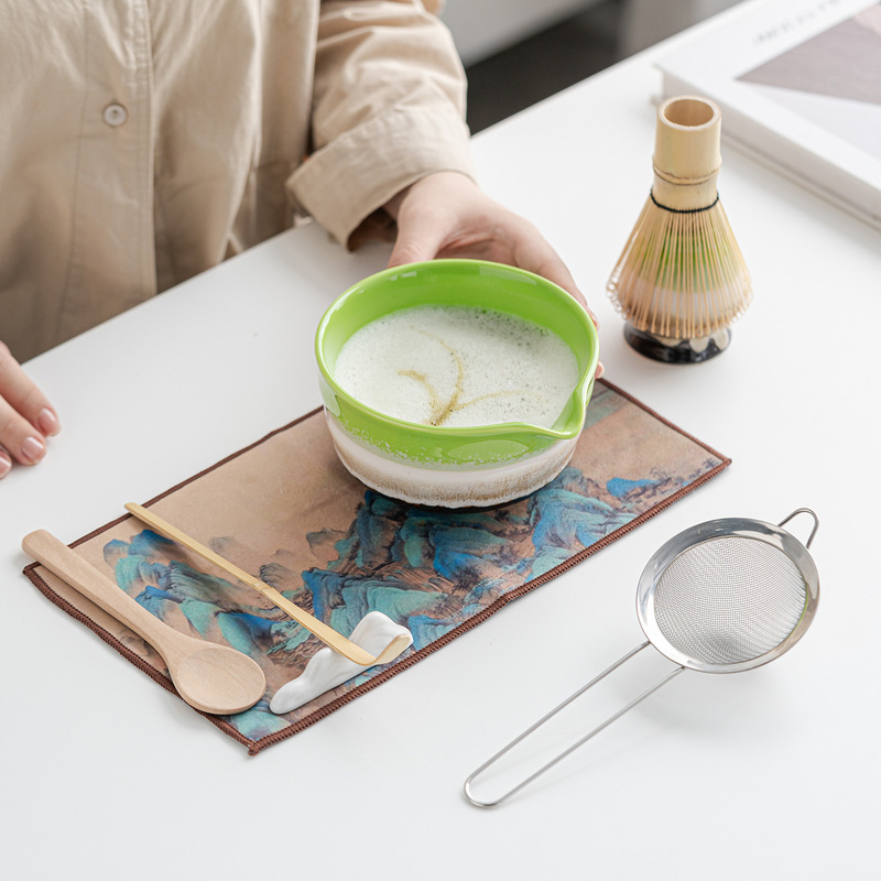 厂家直销日式抹茶碗带嘴新款跨境专供茶筅百本立陶瓷抹茶色窑变釉|undefined