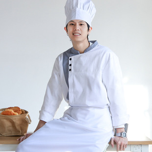 Catering Chef Work Clothes Men's and Women's Long Sleeve Autumn and Winter Hotel Restaurant Restaurant Kitchen Large Size Clothes Short Sleeve Printing