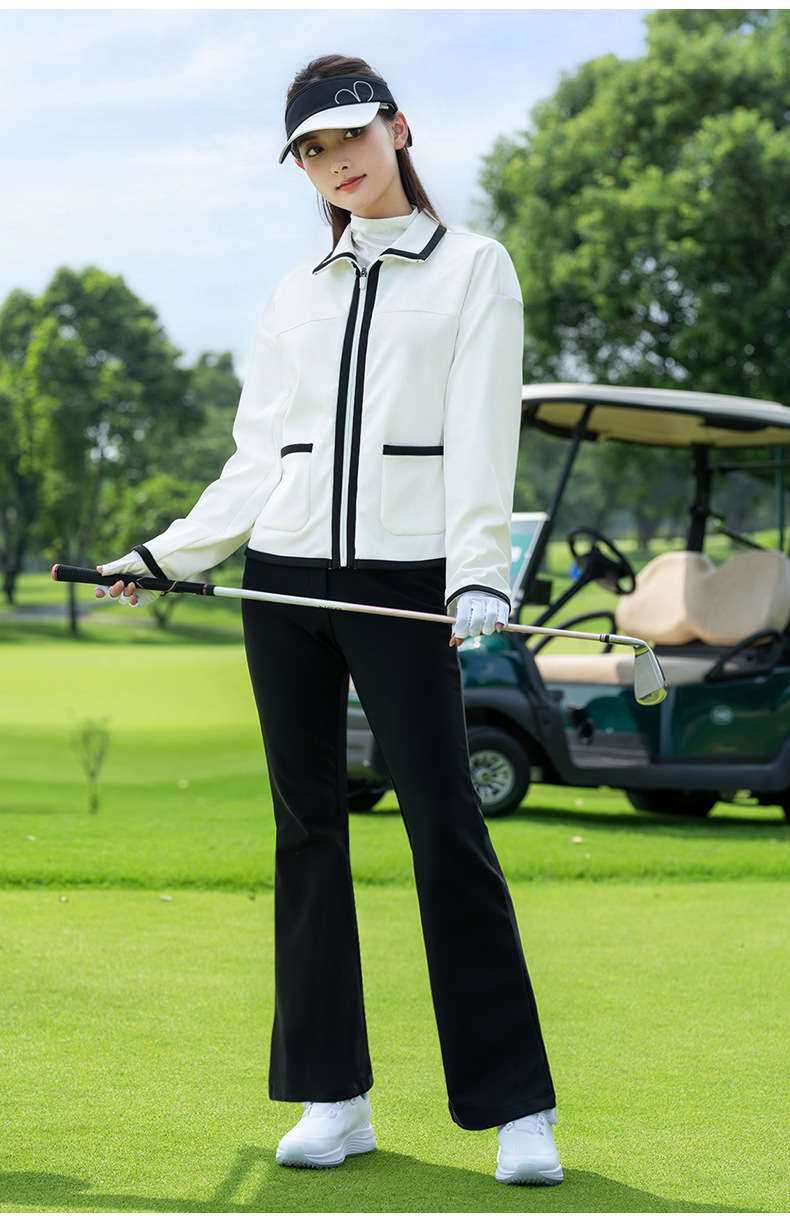 Áo khoác thể thao ngắn nữ PGM Golf dáng parka mùa thu đông — Áo khoác màu xanh nhạt [ve áo nhỏ thơm/cổ tay tương phản/vải co giãn] YF847 chi tiết 11