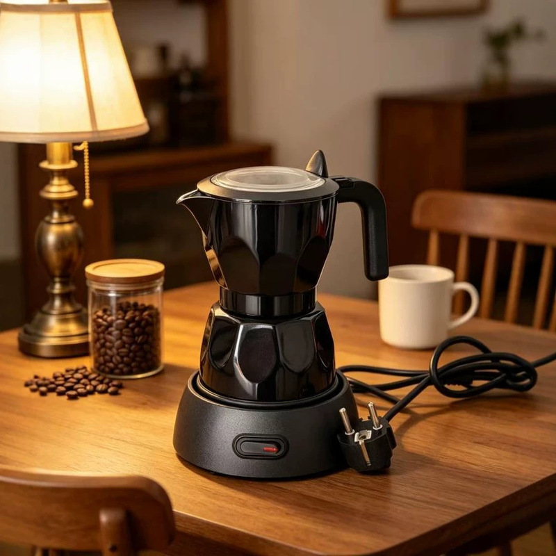 Cross-Border Household Transparent Electric Moka Pot Aluminum Moka Pot Coffee Maker Simple Portable Coffee Pot Cross-Border Household Transparent Electric Moka Pot Aluminum Moka Pot Coffee Maker Simple Portable Coffee Pot