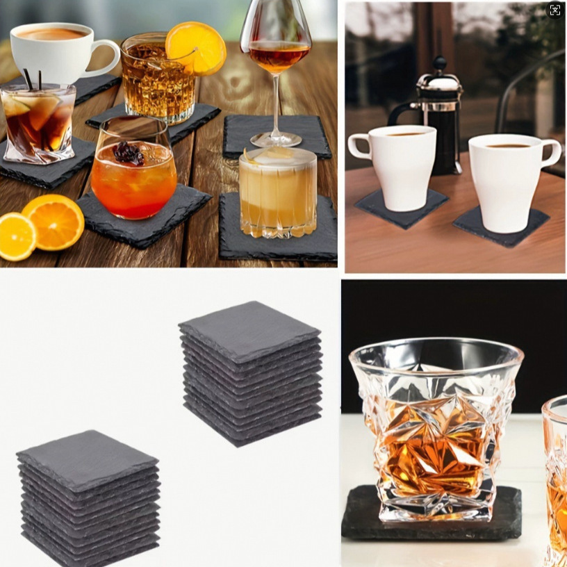 跨境圆形家用板岩杯垫茶杯垫隔热垫烟缸垫酒店漱口垫防滑餐厅杯垫