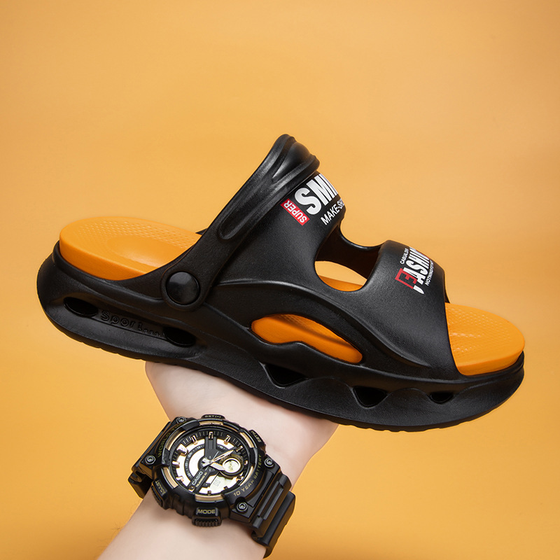 En nombre de las pantuflas EVA para hombres, uso exterior de verano, antideslizante, resistente al desgaste, pisando mierda, sandalias de una palabra, sandalias de playa deportivas y de ocio