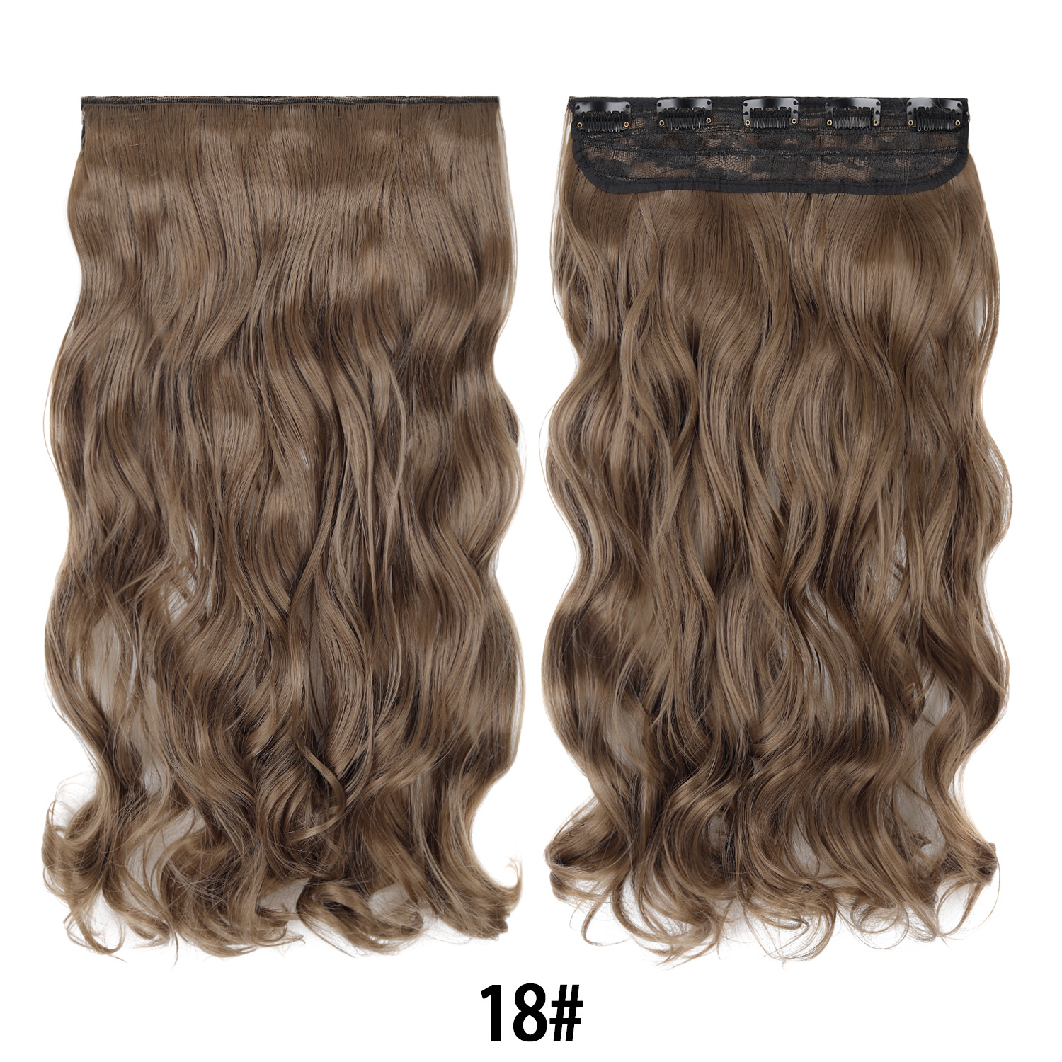 Extensión de Cabello de 5 Clips de 18 Pulgadas de Fibra de Alta Temperatura Rizado para Señoras