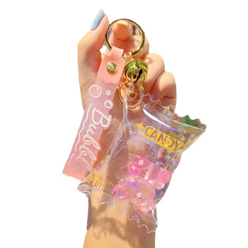 Caramelos inflados de color permeable osos llaveros bolsos de automóviles colgantes llaveros adorable osos accesorios colgantes al por mayor
