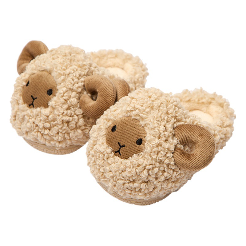 Pantuflas de algodón para niños Happy Mary con tacón, zapatos infantiles para otoño e invierno, zapatos cálidos de interior con peluche, lindos zapatos de algodón para bebés.