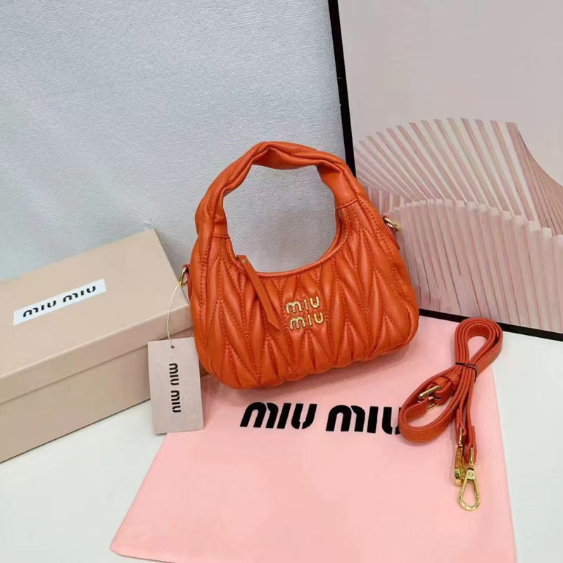 miu千金大小姐褶皱HOBO腋下包小羊皮饺子包手拎单肩斜挎月牙女包|undefined