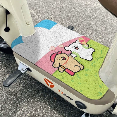 Electric Vehicle Foot Mats, Cartoon Lines, Puppies, Stain-Resistant and Easy-Care Foot Mats, Universal Wear-Resistant and Non-Slip Wire Ring Foot Mats (Universal Foot Pad) - line-puppy-1-3050cm-need-to-cut-by-yourself