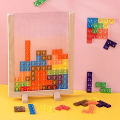 Wooden Tetris puzzle children's enlightenment early education puzzle board Tetris building block toys wholesale
