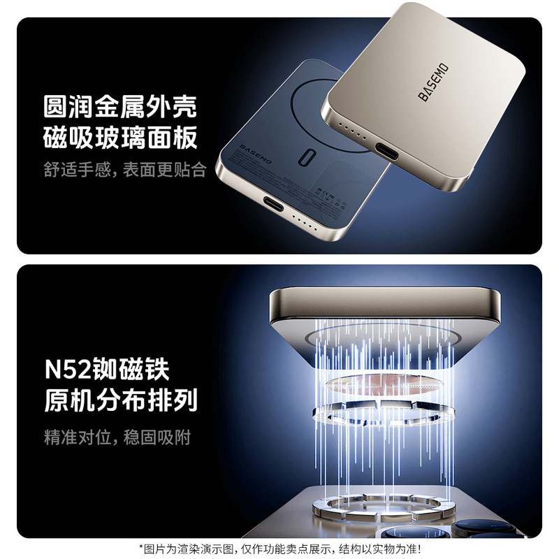 【飛行機に持ち込むことも可能】MagSafe 5000mAh 磁気超薄型ワイヤレスモバイル電源 magsafe 低温急速充電宝物|undefined