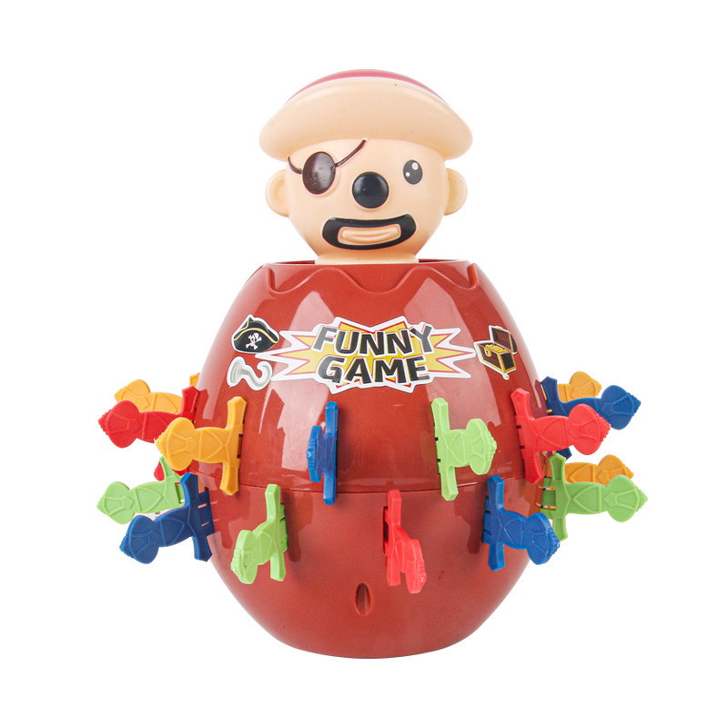 Novedad creativo pirata barril juguete de los niños interactivos parodia espinoso alcancía pirata dinosaurio cubo madera escritorio juguete