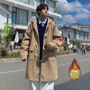 Winter New Corner Buckle Lamb Fleece Wool Hooded Coat Men's Fleece Thickened Warm Coat Coat J557-P125