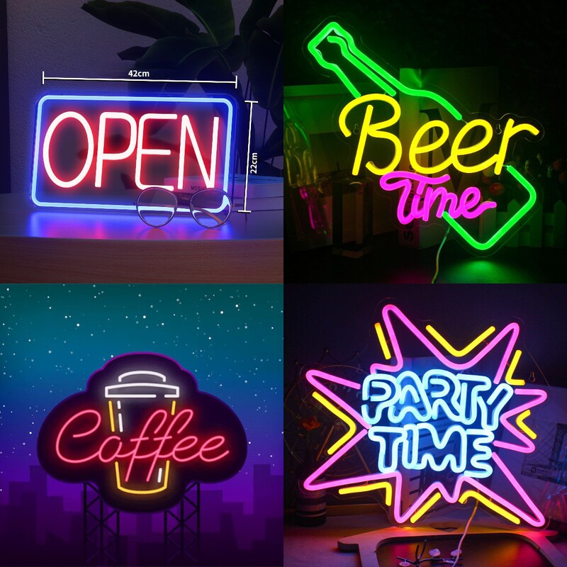 Cross-border Amazon lLED neon Open Beertime bar wall decoration neon atmosphere wholesale