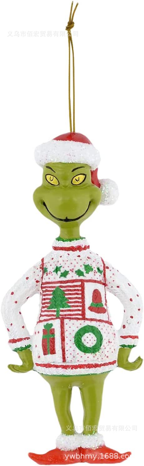 Adorno navideño de monstruo peludo verde nuevo de 2023, adorno de dibujos animados para árbol de Navidad, decoración navideña para el hogar, coche y vehículo.