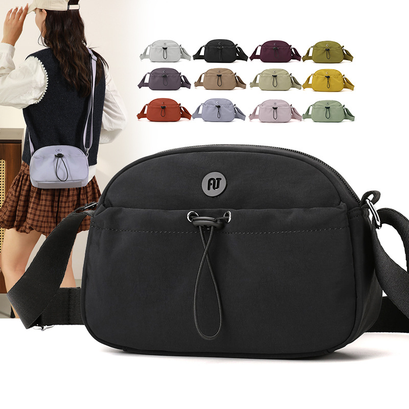 2025新款褶皱纹单肩斜跨手机女包防水百搭尼龙布斜挎包多色休闲包