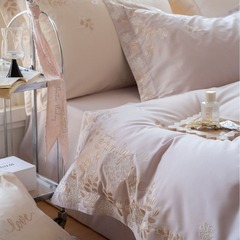 舒尊客||法式重工刺繡100s長絨棉貢緞全棉四件套高定輕奢純棉床上