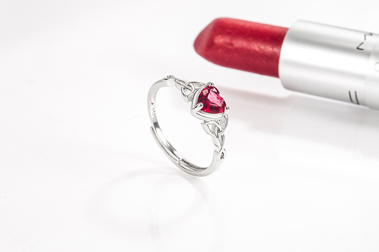 Fashion Heart Shape Copper Inlay Zircon Rings 1 Piece