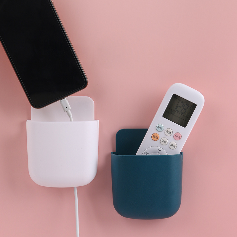 Caja de almacenamiento de control remoto montada en la pared Sala de estar Estante de almacenamiento de noche Soporte sin perforaciones Estante de almacenamiento de carga del teléfono móvil doméstico