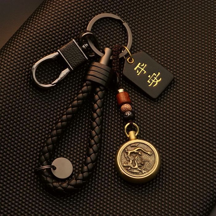 Llavero latón vuelta Zodiaco conejo dragón ovejas creativo llavero hombres personalidad pareja exquisito colgante