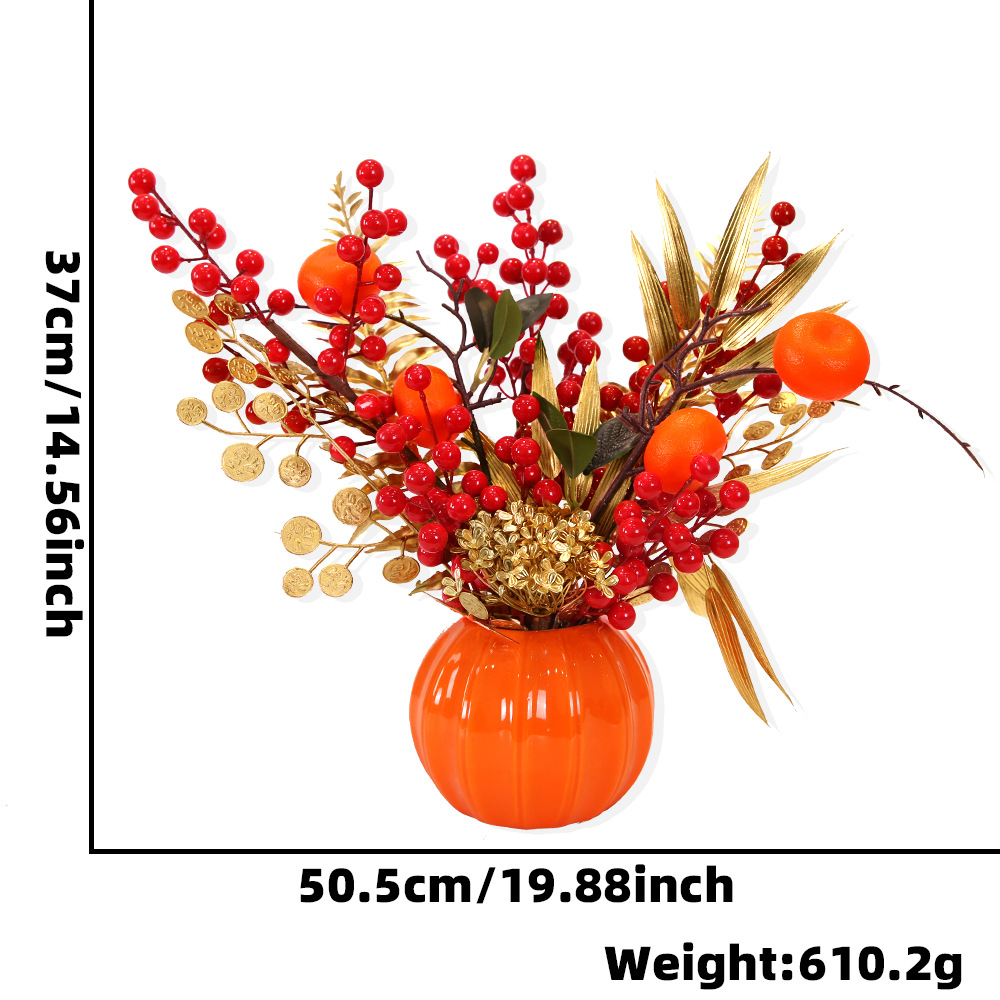 Flores de barril de bendición pequeñas macetas de mudanzas abiertas decoración de recepción de sala de estar, decoración de frutas ricas, maceta festiva