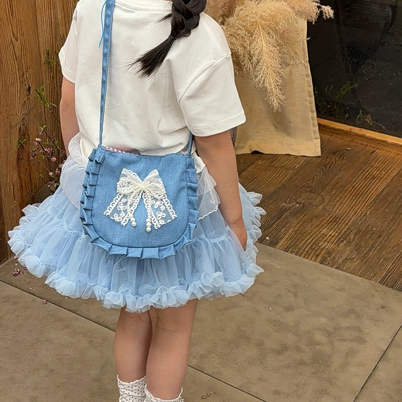Hermosa bolsa de hombro de la niña de arco de encaje, mini bolsa de cambio para bebés 2026 nueva bolsa para niños