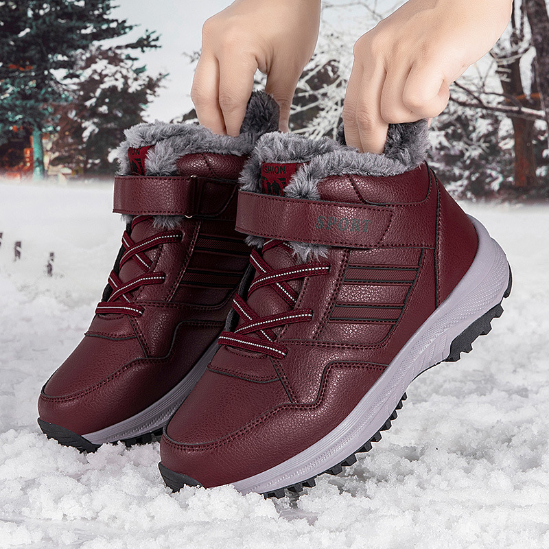 Zapatos para ancianos zapatos para caminar zapatos engrosados con terciopelo en invierno y zapatos deportivos casuales con suela suave zapatos para madres engrosados con algodón