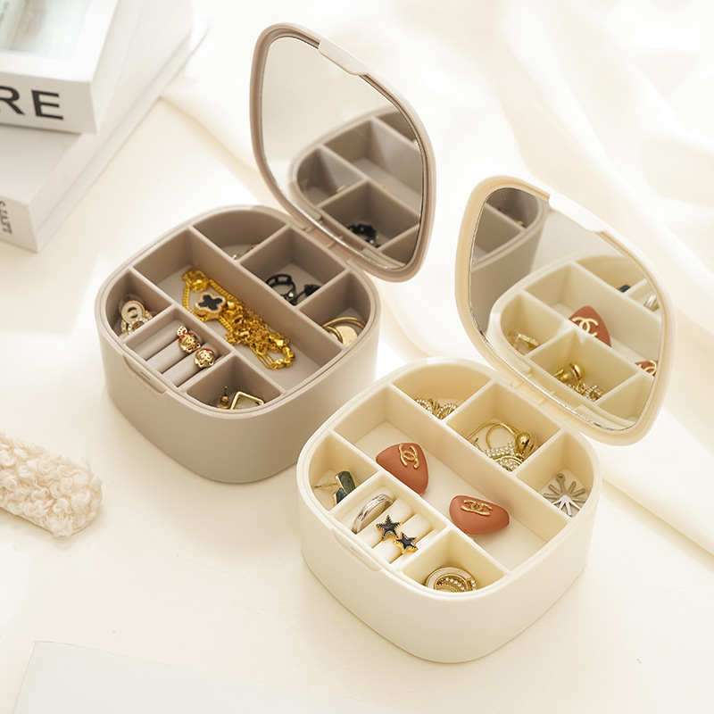 Plastic Double-layer Jewelry Box Travel Portable Jewelry Box Storage Box Jewelry Ear Nail Box Multi-grid Assemblable Watch Box